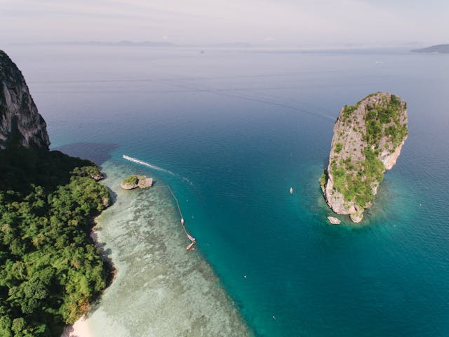 Bird's eye view of an island in Thailand